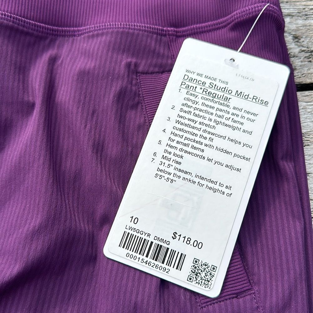 Lululemon Dance Studio Mid-Rise Pant dramatic magenta purple NWT Size 10 - Picture 3 of 6